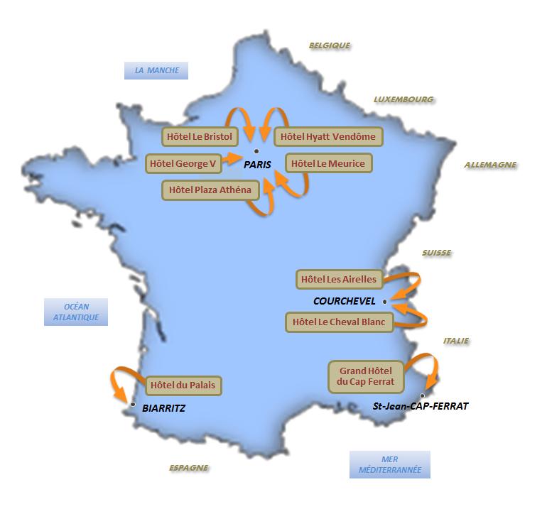 Carte hotel palace en France